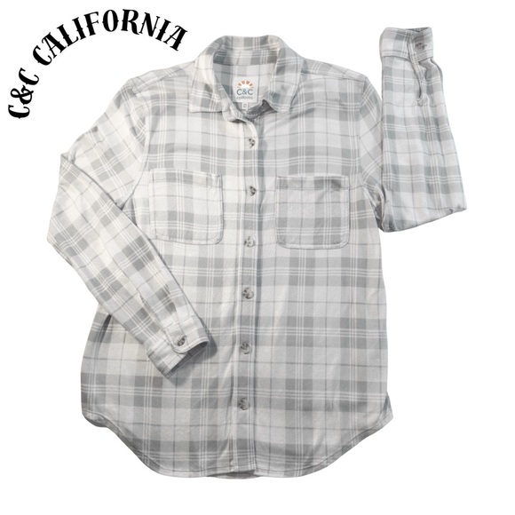 C&C California Tops - C&C California Women’s Gray Plaid Button Down Shirt